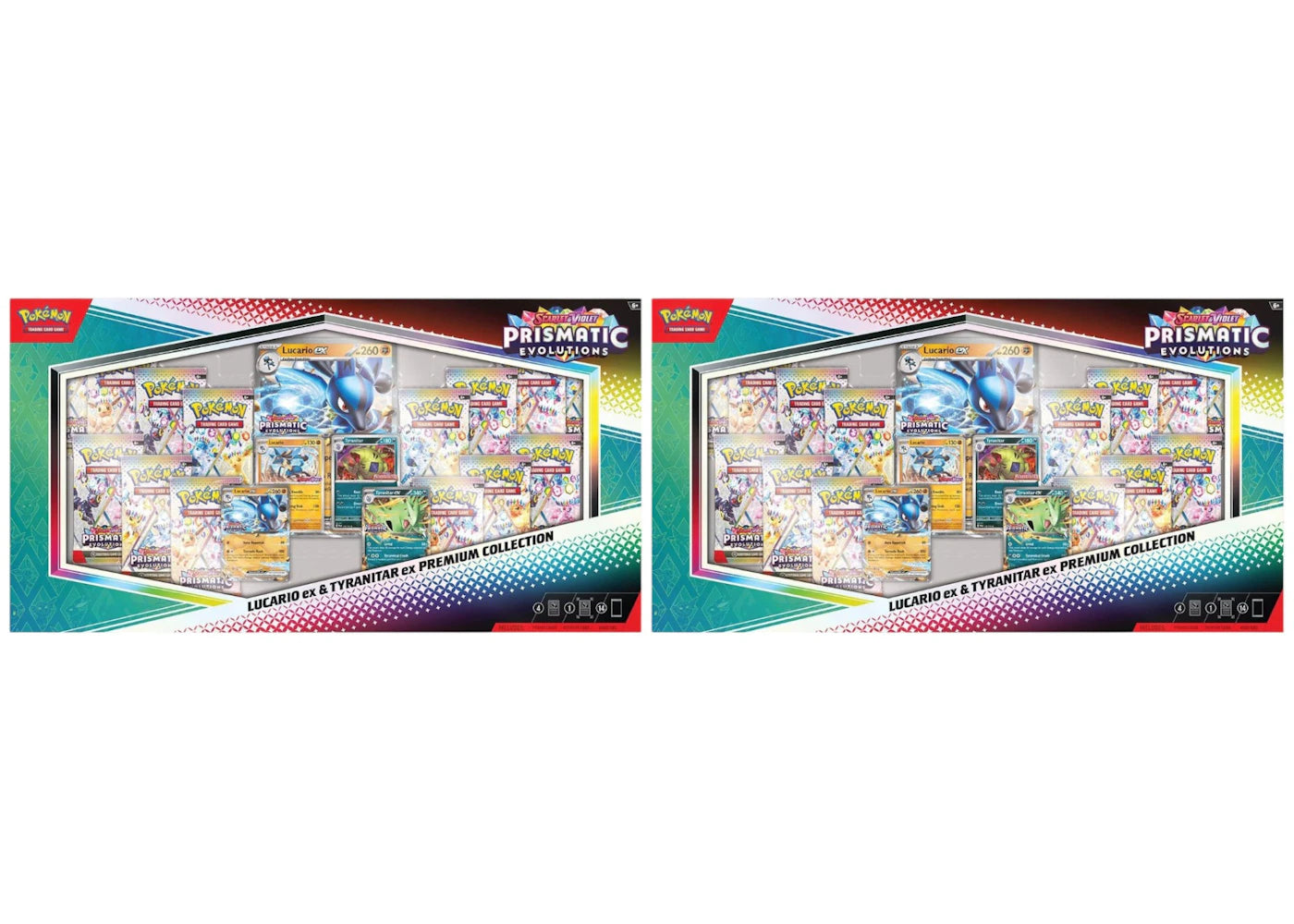 Pokémon Scarlet & Violet Prismatic Evolutions Lucario ex & Tyranitar ex Premium Collection 2025 (Sam's Club Exklusiv) 2er-Set