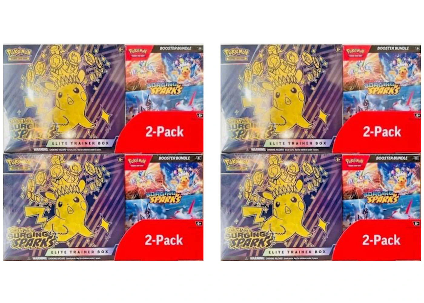 2025 Pokémon Scarlet & Violet Surging Sparks Elite Trainer Box & Booster Bundle Costco 2-Pack 4x Lot
