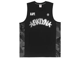 BAPE x NBA Style Ape Face Blooklyn Nets Basketball Tank Top Black