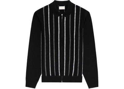 Aime Leon Dore Jacquard Stripe Polo Cardigan Black