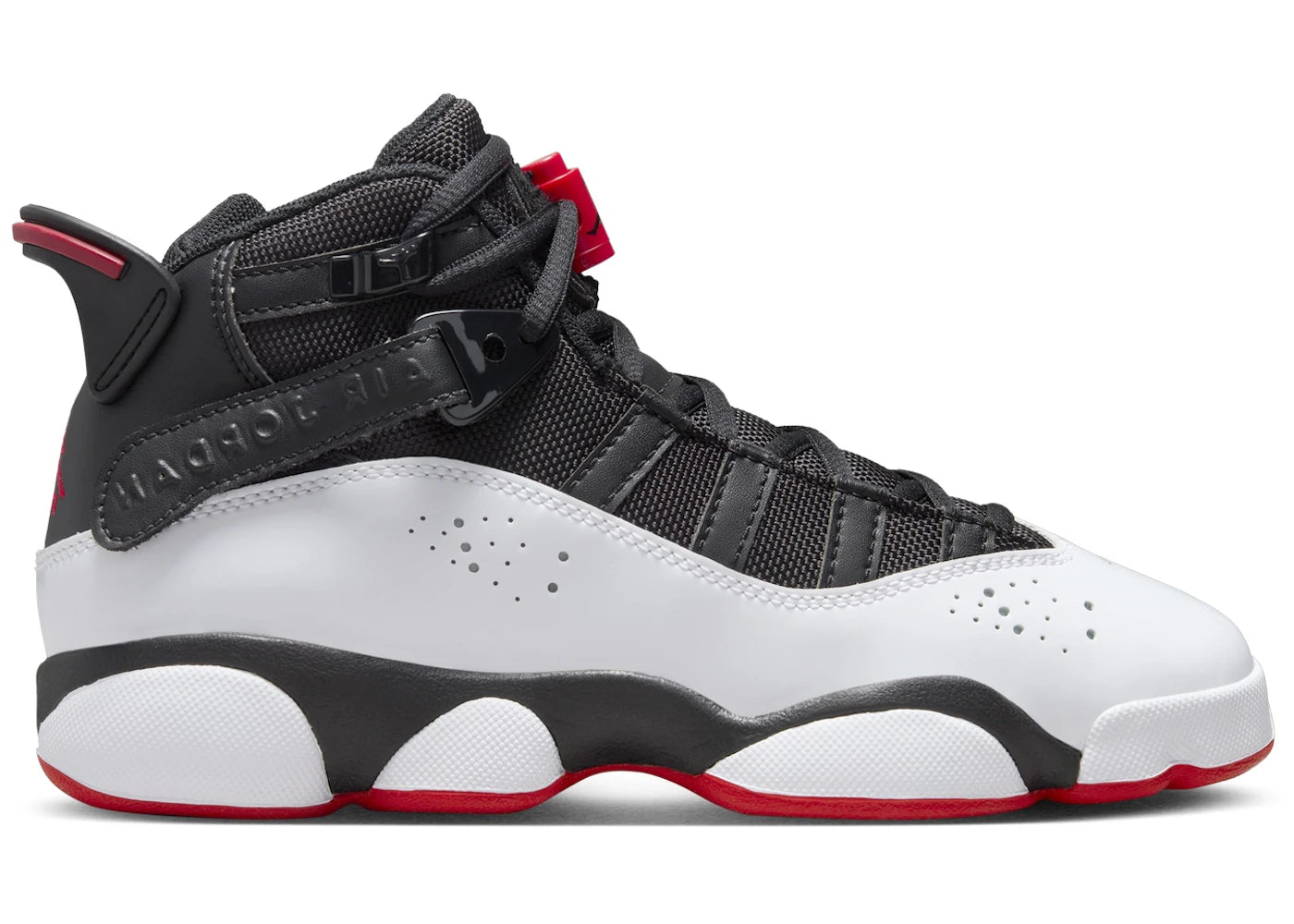 Jordan 6 Rings Black White University Red (GS)