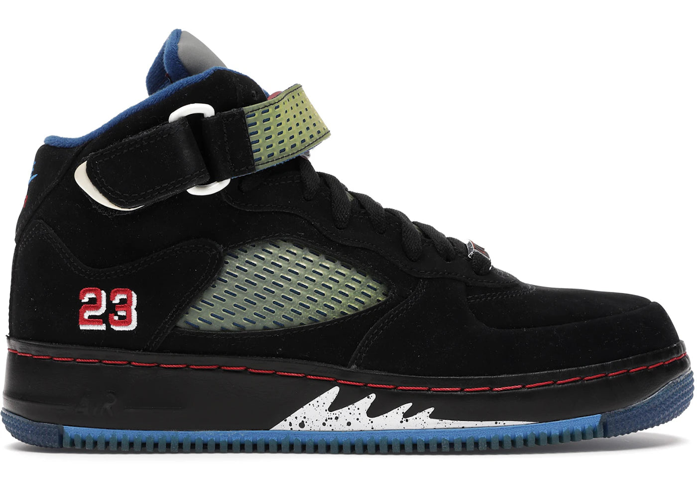 Jordan AJF 5 Black Blue Ribbon Varsity Red