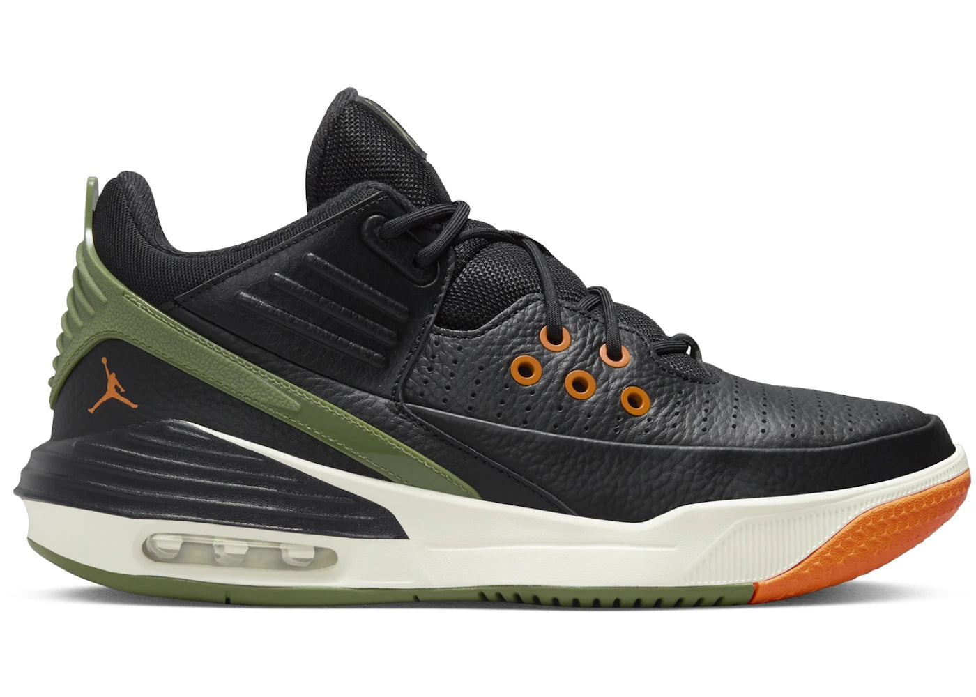 Jordan Max Aura 5 Black Bright Mandarin Sail Sky J Light Olive