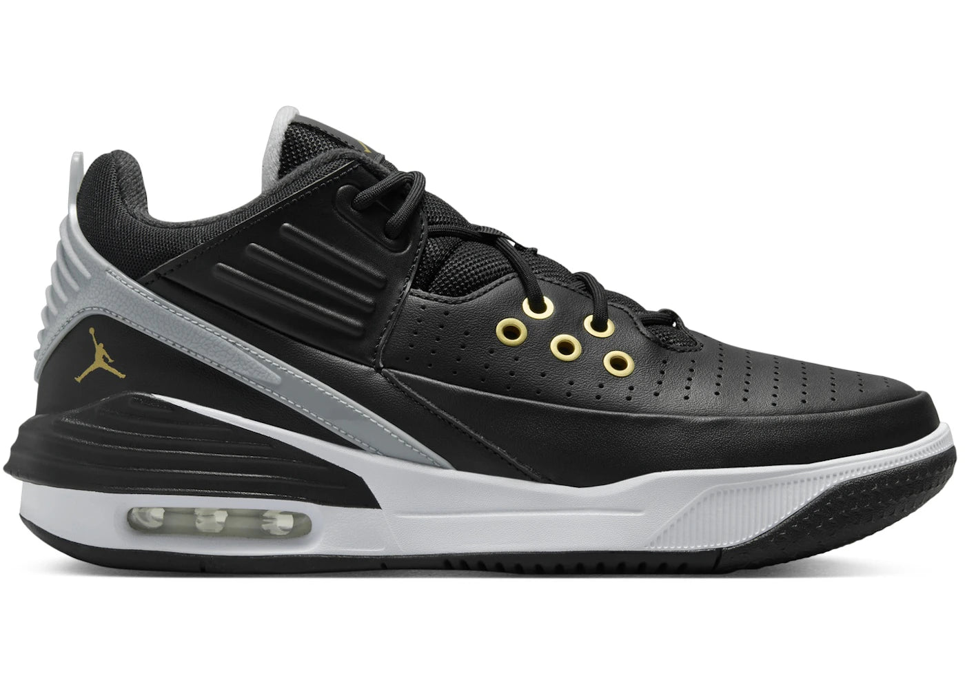 Jordan Max Aura 5 Black White Wolf Grey Metallic Gold