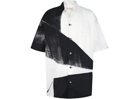 Alexander McQueen Brushstroke Print Hawaiian Shirt Black White