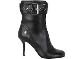 Alexander McQueen Buckle Detailed Ankle Boots Black Silver (Women's)