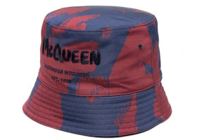 Alexander McQueen Graffiti Logo Bucket Hat Navy/Red