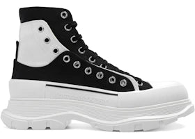 Alexander McQueen Tread Slick Ankle Boot Black White Overlapping Panels