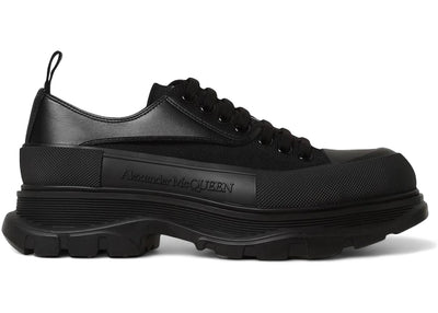 Alexander McQueen Tread Slick Low Lace Up Black Canvas and Leather