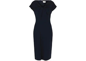 Alexander McQueen Women's Twist-Detail Crepe Midi Dress Navy