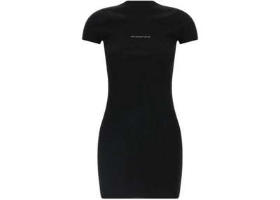 Alexander Wang Women's Jacquard Logo Short Sleeve Crewneck Mini Dress Black