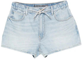 Alexander Wang Women's Rhinestone Drawcord Marathon Shorts Light Bleach