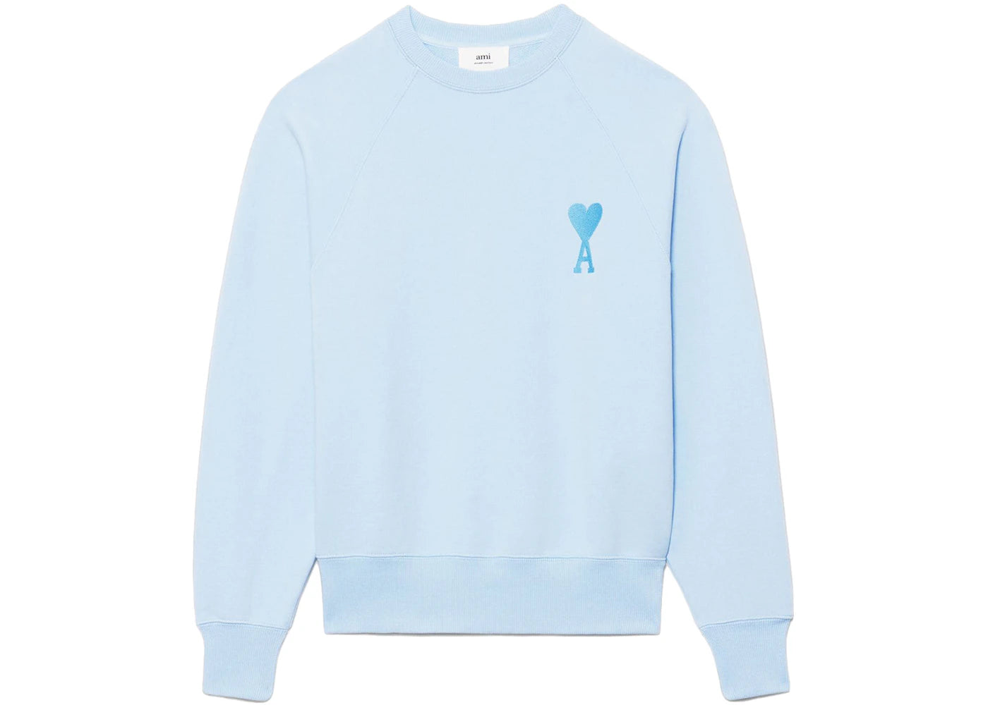 Ami Paris Ami De Coeur Tonal Boxy Fit Crewneck Sky Blue