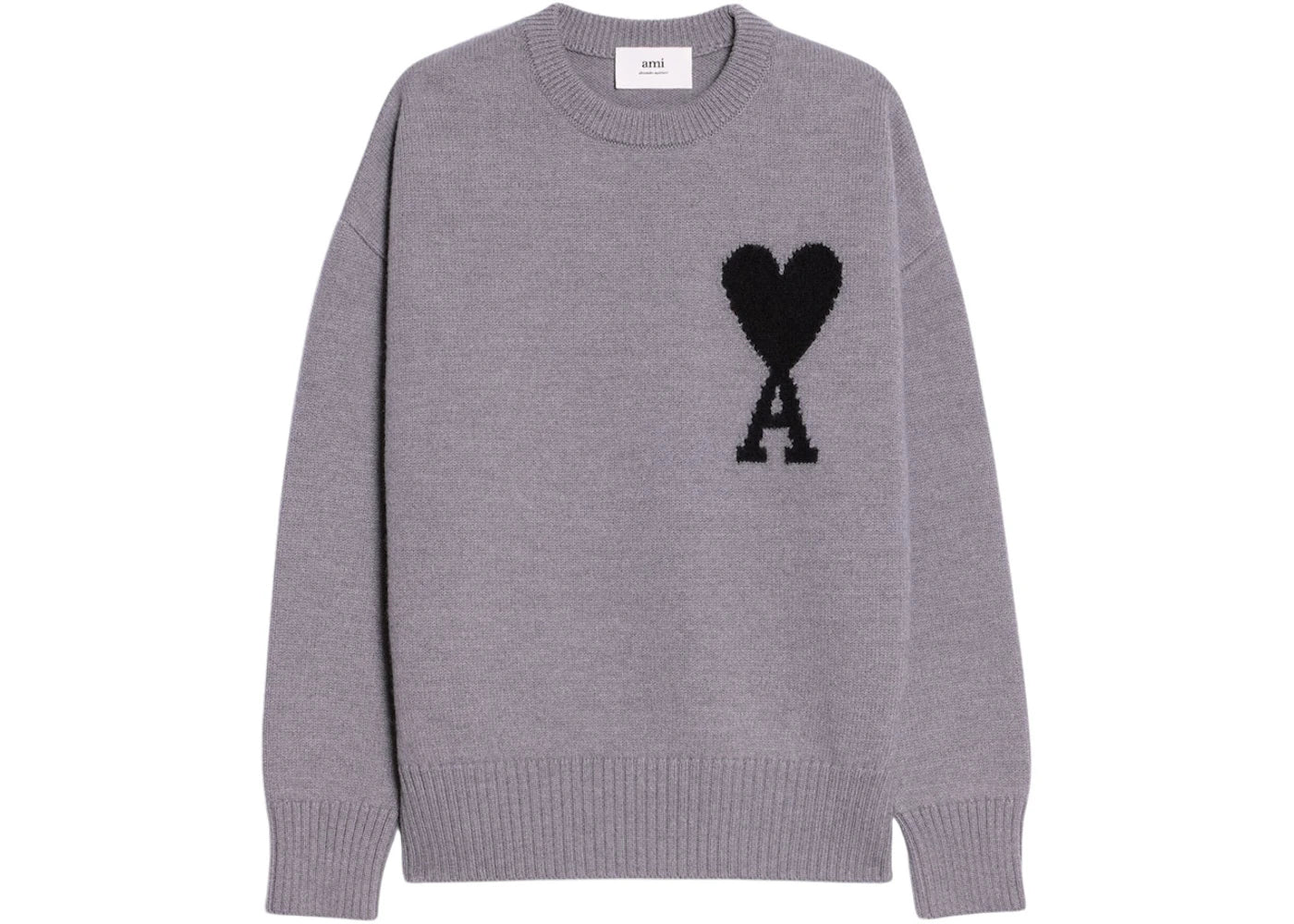 Ami Paris Ami de Coeur Merino Wool Crewneck Jumper Grey/Black
