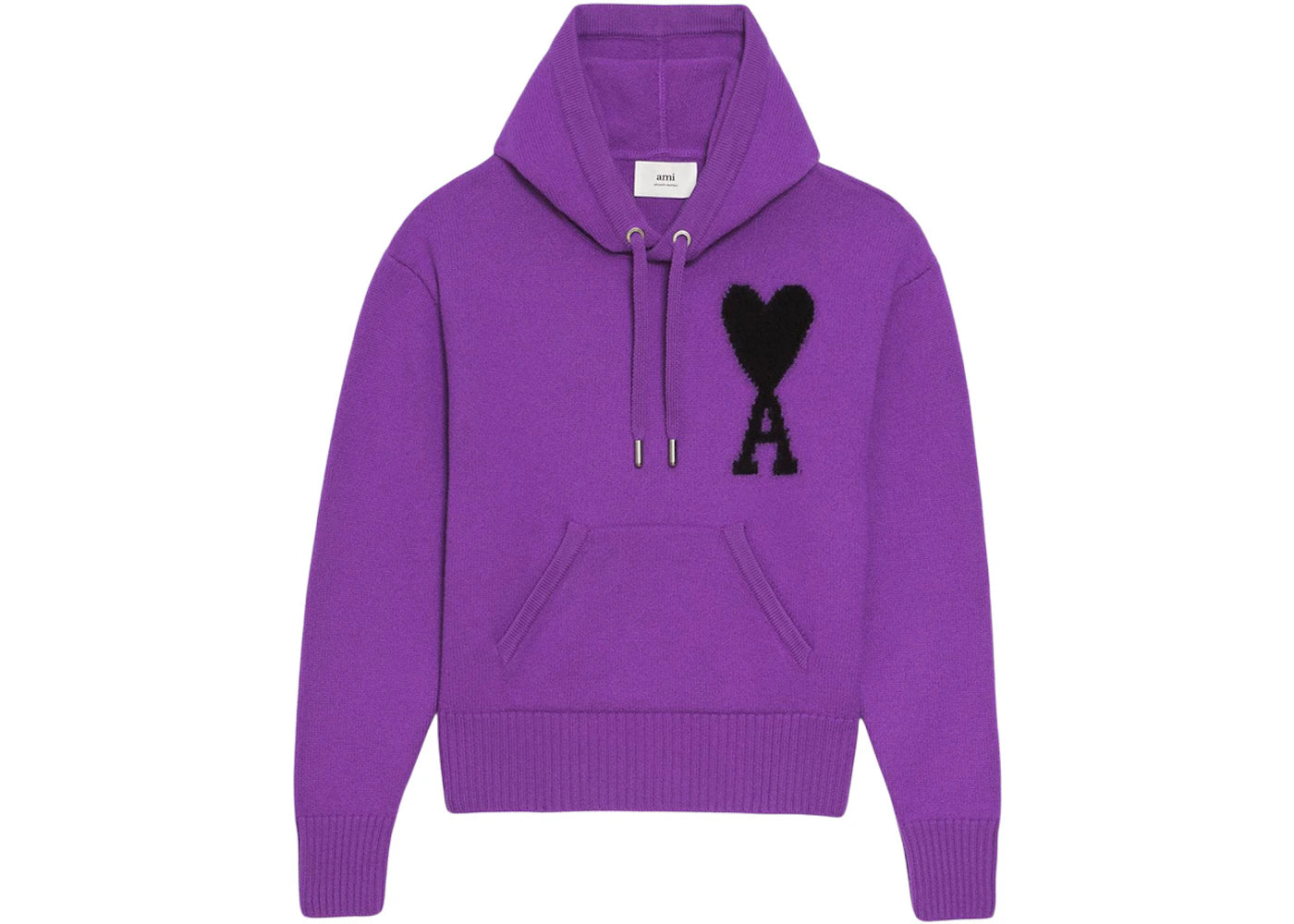 Ami Paris Ami de Coeur Merino Wool Knit Hoode Purple/Black