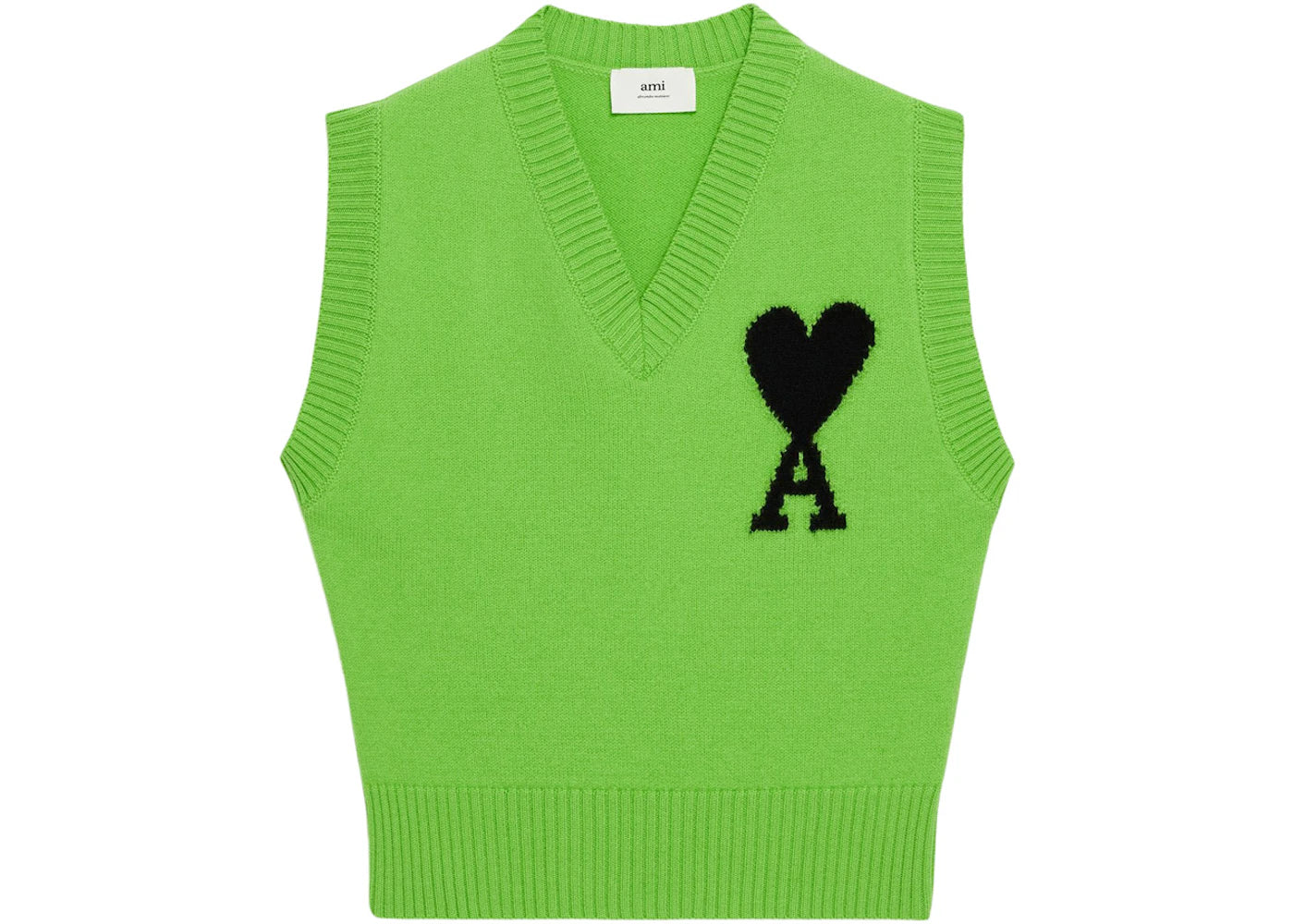 Ami Paris Ami de Coeur Merino Wool Sleeveless Sweater Green/Black