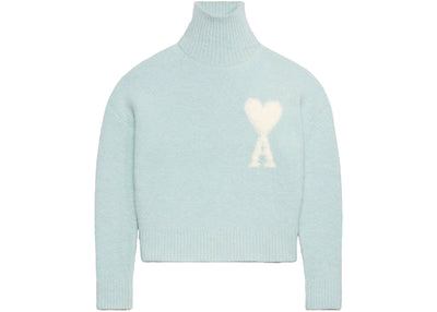 Ami Paris Cloudy Wool Ami De Coeur Pullover Aquamarin/Elfenbein