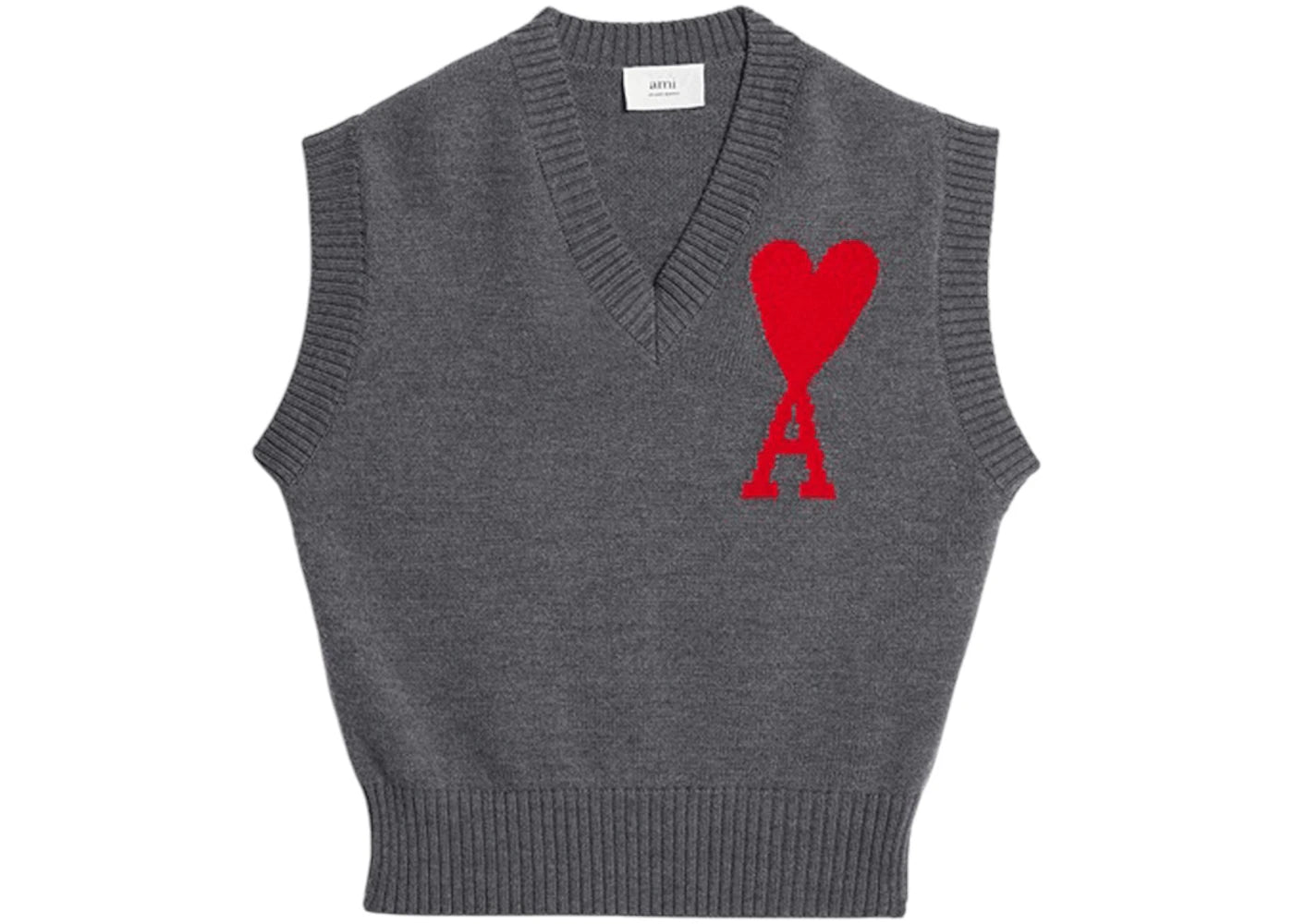 Ami Paris Sleevless Sweater Grey/Red