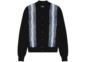 AMIRI Crystal Cable Knit Polo Black/Blue