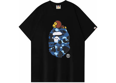 BAPE A Bathing Ape Color Camo Milo On Big Ape Tee Black/Navy