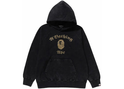 BAPE A Bathing Ape Overdye Pullover Relaxed Fit Hoodie Black