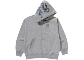 BAPE A Bathing Ape Tiger And Dragon Relaxed Fit Full Zip Hoodie Gray