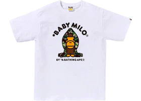 BAPE ABC Army Green Camo Baby Milo Hoodie Tee White