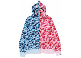 BAPE ABC Camo Crazy Shark Full Zip Hoodie Blue/Pink