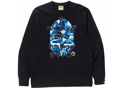 BAPE ABC Camo Japanese Letters L/S Tee Black/Blue