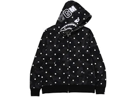 BAPE ABC Dot Shark Full Zip Hoodie Black