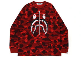 BAPE Color Camo Shark Relaxed Fit L/S Tee Red