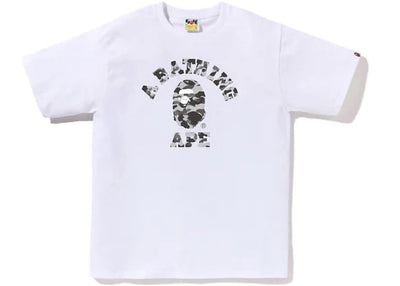 BAPE Heather Gray Camo College Tee White