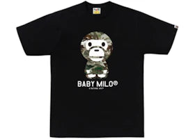 BAPE Hybrid Camo Baby Milo Logo T-shirt Black Camo