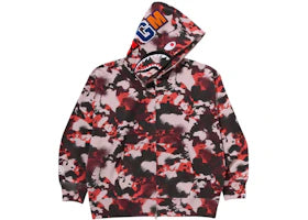 BAPE Map Camo Shark Full Zip Hoodie Red