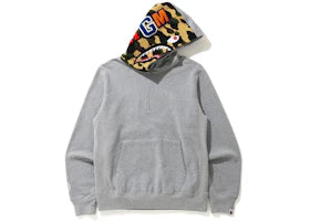 BAPE Shark Half Zip Pullover Hoodie Gray