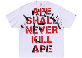BAPE Spray Print College Relaxed Fit Tee White