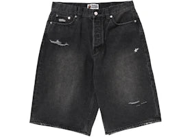 BAPE Sta Relaxed Fit Denim Shorts Black