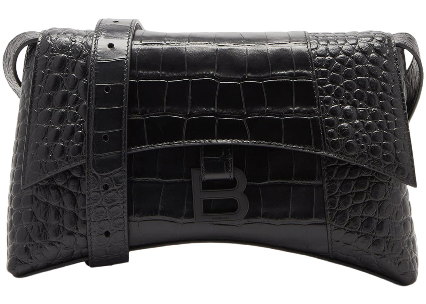 Balenciaga Downtown Shoulder Bag XS Crocodile Embossed Black/Black sneakers - authentic Balenciaga shoes
