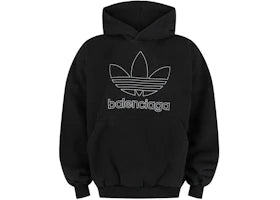 Balenciaga x adidas Oversized Embroidered Logo Hoodie Black/White