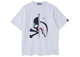 BAPE Vs Mastermind Half Skull Half Shark Double Sided Tee White