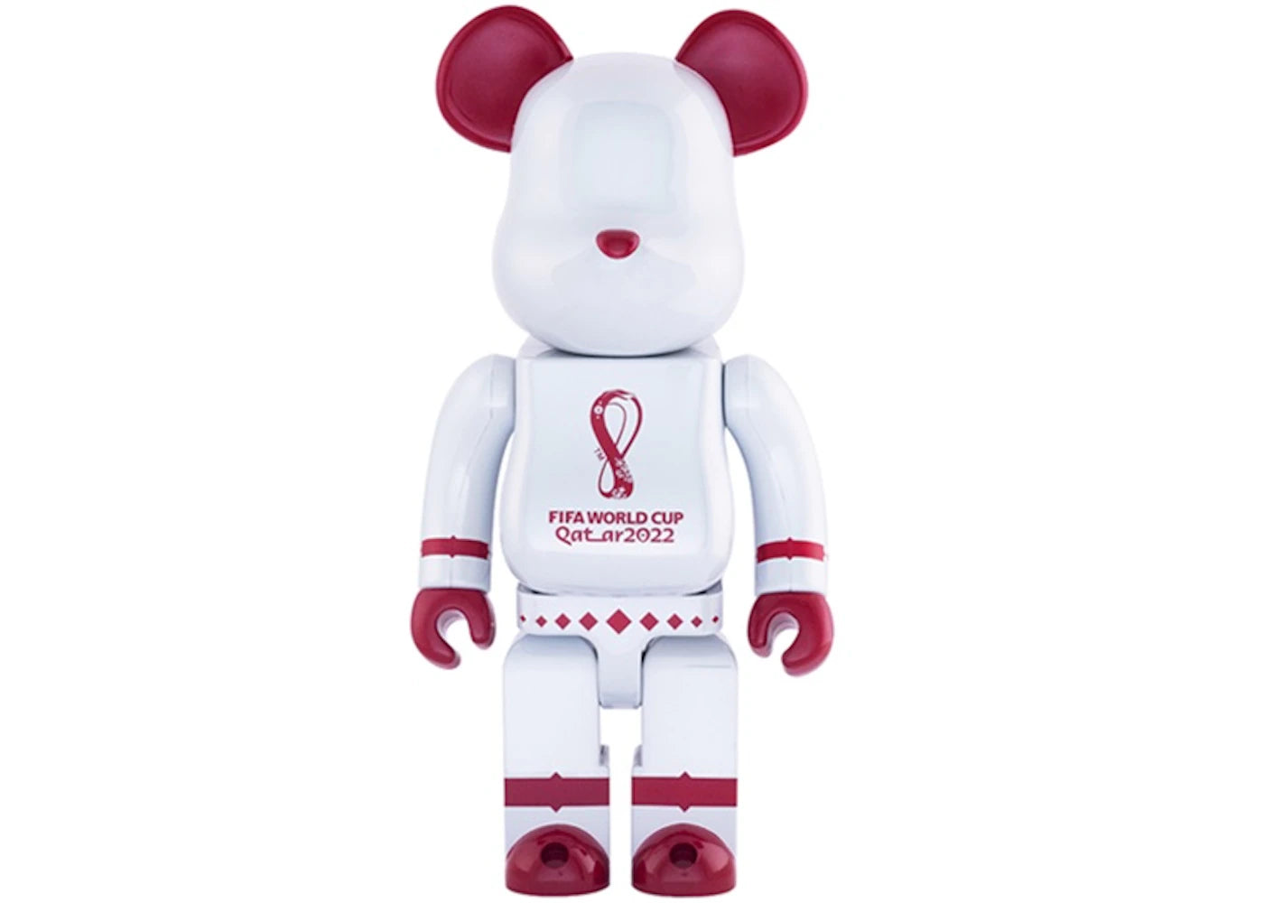Bearbrick x FIFA Weltmeisterschaft Katar 2022 100% & 400% Set Weiß Chrom