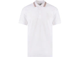 Burberry Embroidered Logo Biologic Piqu Cotton Polo Shirt White