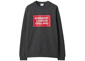 Burberry Fawson Logo Print Crew Sweater Dark Grey