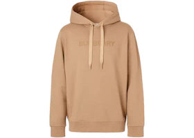 Burberry Logo Print Cotton Hoodie Camel