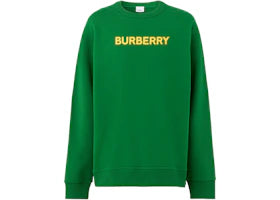 Burberry Logo Print Cotton Sweater Ivy Green/Yellow
