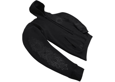 Chrome Hearts Black Pullover Horseshoe Floral Hoodie Black
