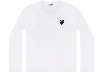 Comme des Garcons Play Embroidered Black Heart Long Sleeve T-shirt White