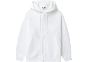 Comme des Garcons PLAY Heart Emblem Zip-Up Hoodie White/Red