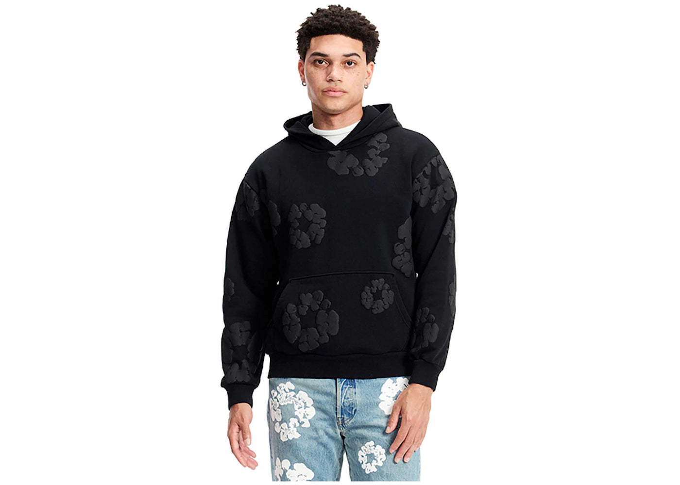 Denim Tears Cotton Wreath Hoodie Black Monochrome