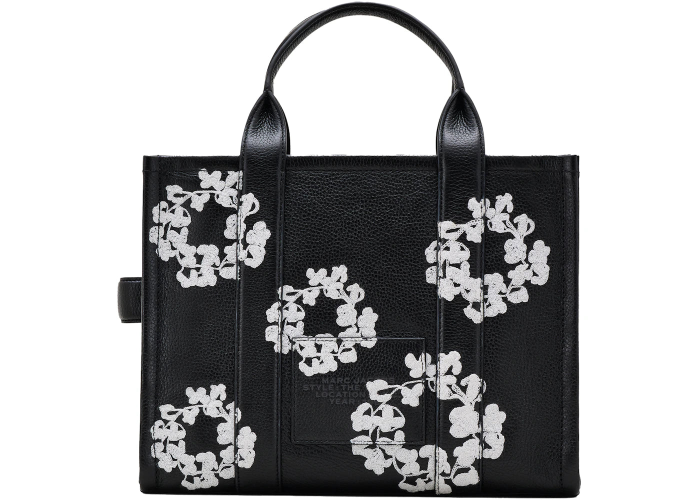 Denim Tears x Marc Jacobs Leder-Tragetasche, mittelgroß, Schwarz